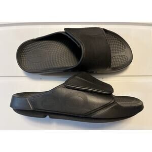 Oofos Ooahh Sport Flex Recovery Slides Mens Size 11 Black Hook & Loop Adjustable